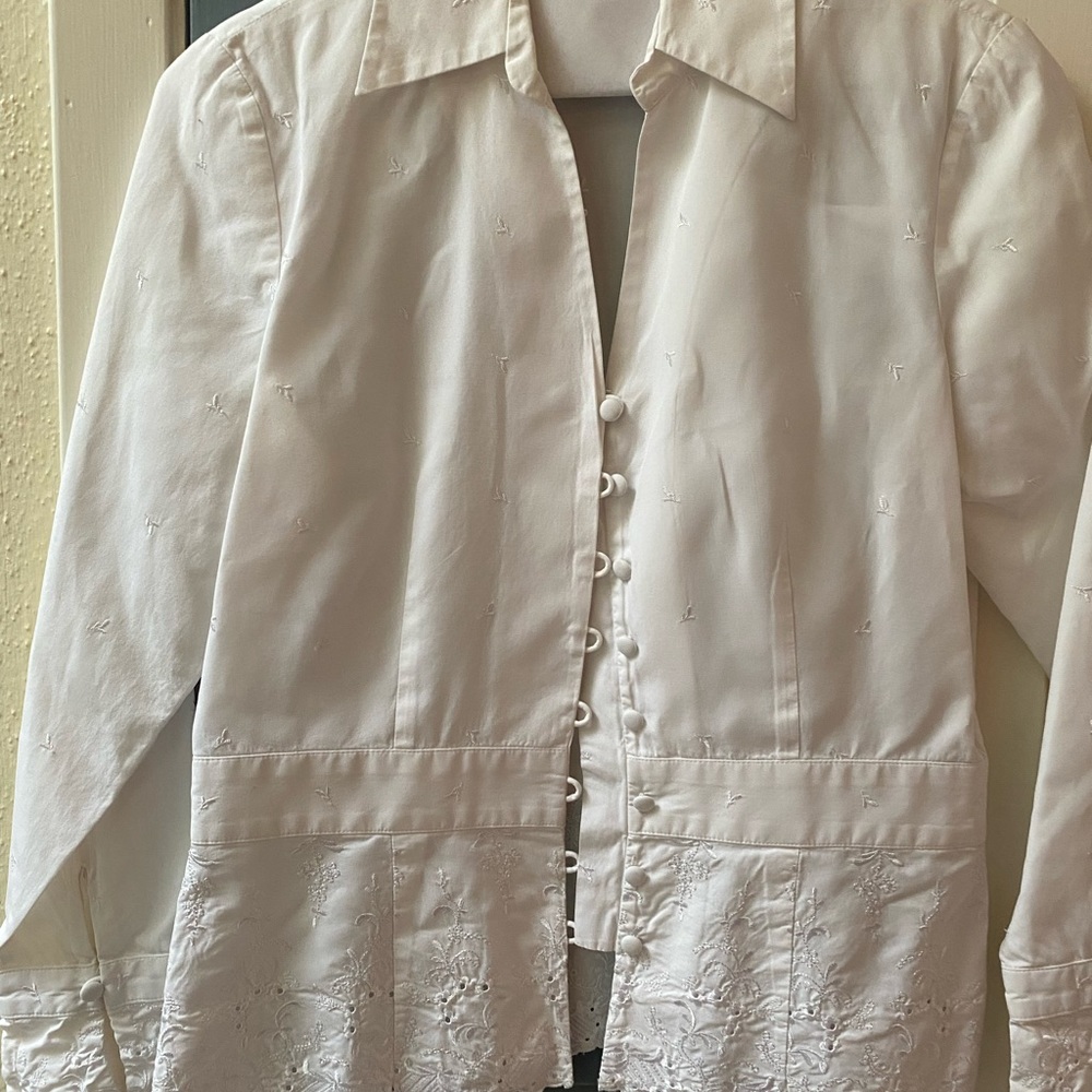 Ann Taylor Elegant White Button-Up Women's Top